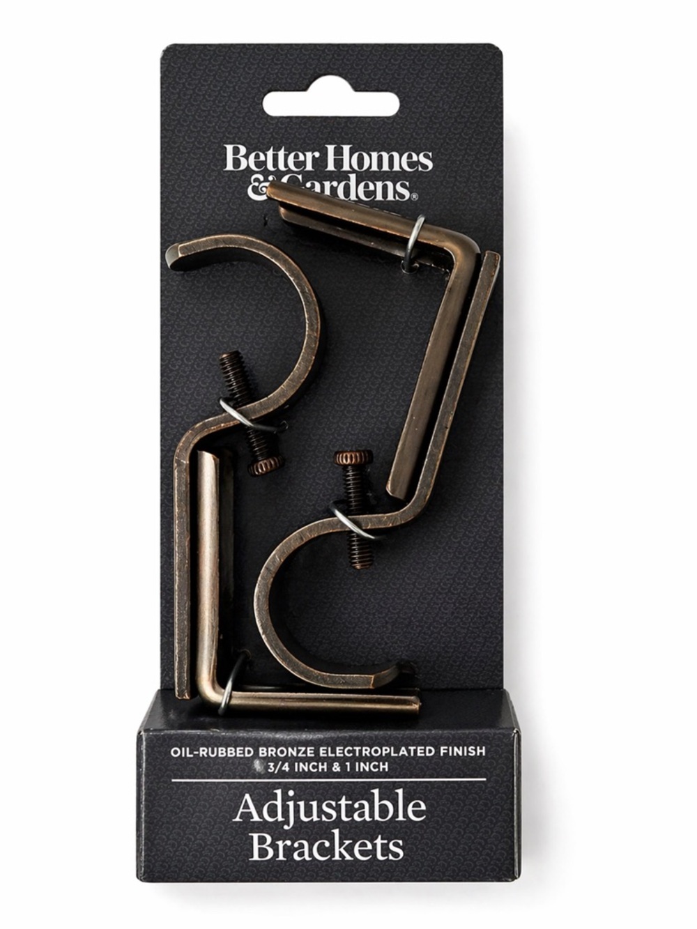 Better Homes & Gardens Bronze Adjustable Curtain Rod Brackets Set NWT